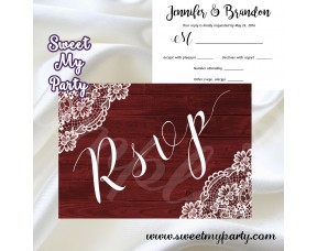 Rustic Wedding RSVP card,Vintage Lace Wedding RSVP card,(017w)